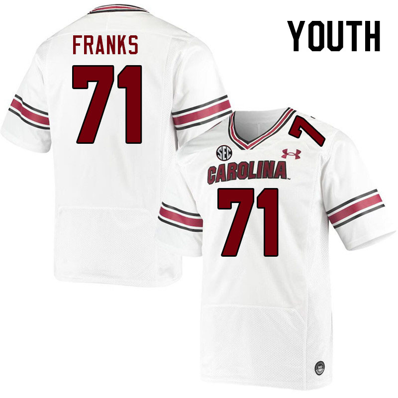 Youth #71 Blake Franks South Carolina Gamecocks College Football Jerseys Stitched-White